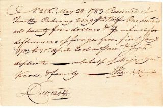 1783,  Revolutionary War,  Samuel Shaw,  Aide To General Henry Knox,  Signed Pay