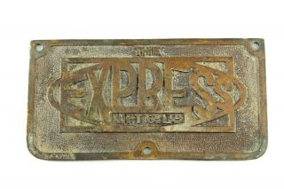 Antique C.  1917 The Express Lift Co.  Ltd.  Cast Bronze Elevator Plaque Sign Gec