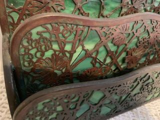 Antique Tiffany Studios Grapevine pattern Glass Bronze Letter Holder 3