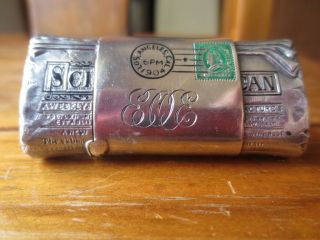 Antique Match Safe Holder Sterling Silver Los Angeles California 1904 Engraved