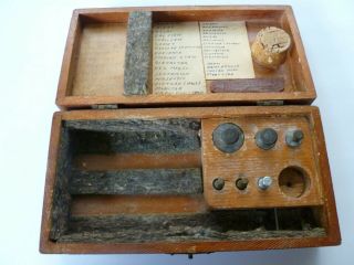 Antique vintage brass or copper balance scale w/ wood box.  RARE 8
