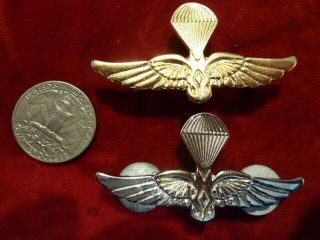 Two Macedonian Army Basic Para Wings Gilt And Silver