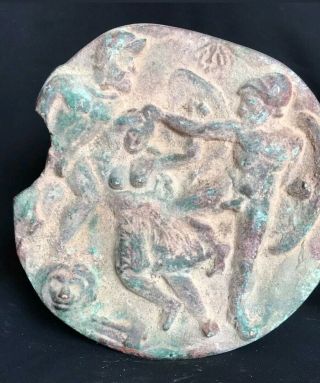 Antique Qulity Roman Fighting History Bronze With Battle Scene Plate