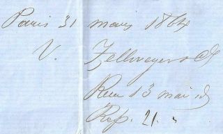 7/31/1864 Paris B Guy Auger San Francisco BOS30TON US Notes 51 After Depart CSA 7