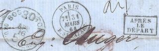 7/31/1864 Paris B Guy Auger San Francisco BOS30TON US Notes 51 After Depart CSA 8