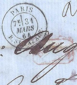 7/31/1864 Paris B Guy Auger San Francisco BOS30TON US Notes 51 After Depart CSA 9