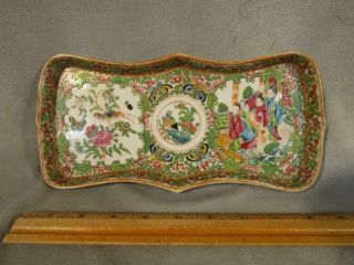 Scarce Antique Chinese Export Rose Medallion 10 " Dresser Plate / Pin Tray