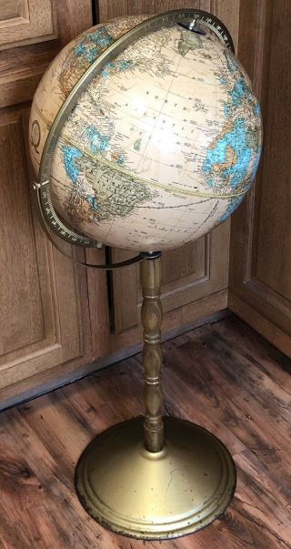 Vintage Cram’s Imperial World Globe Floor Model Metal Wood Stand 32”
