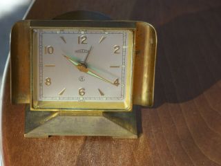 Vintage Angelus Swiss 8 Day,  15 Jewels Gold Desk Alarm Clock