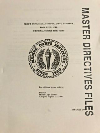 Marine Battle Skills Training Handbook,  Individual Combat Basic Tasks - 1993 2 3