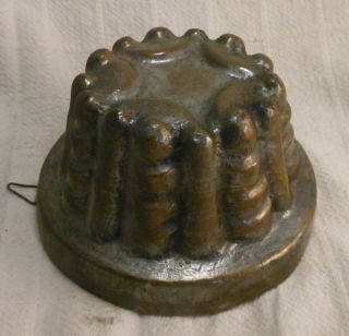 Great Antique Hand Hammered Copper Pudding Mold Tinned Inside & Out