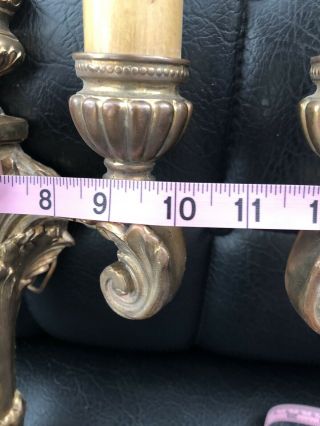 (2) Vintage Art Deco Cast Metal Candlestick Wall Sconce Light Fixtures 8