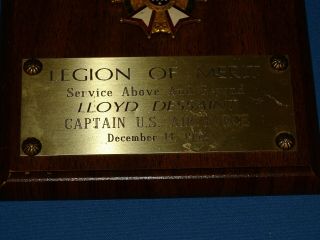 Korean War Legion of Merit Medal Plaque,  Named: Capt.  Lloyd Dessaint USAF (C37) 3