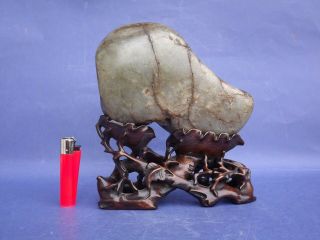Chinese Jade Boulder With Stand