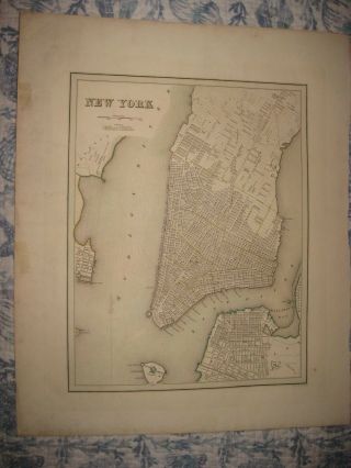 Large Important Antique 1838 York City Manhattan Bradford Handcolored Map Nr