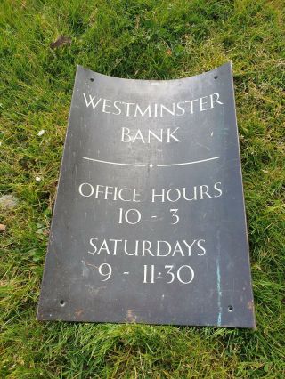 Westminster Bank Plaque/sign Brass/bronze - Rare/antique/not Enamel Opening Hours