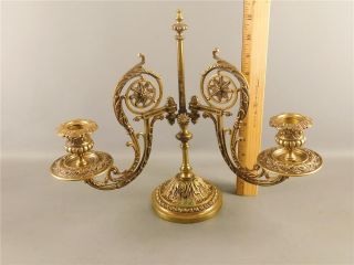 Antique Ornate Brass/bronze Piano - Desk - Table Swivel Candle Holder