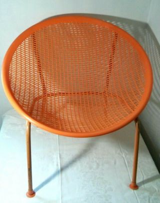 Mcm Orange Mesh & Metal Clamshell Chair Salterini / Eames Era 1 Of 2 Retro Vtg