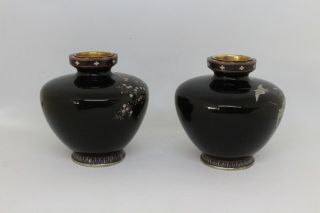 Japanese Cloisonné Vases Pair Different Subjects Museum Quality Enamel 4