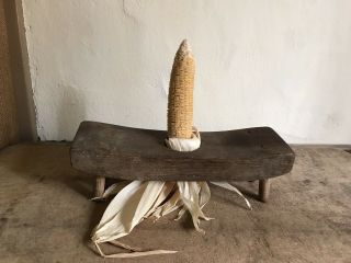Best Old Antique Handmade Wooden Corn Sheller Footed Bench Primitive Aafa