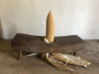 BEST Old Antique Handmade Wooden Corn Sheller Footed Bench Primitive AAFA 4