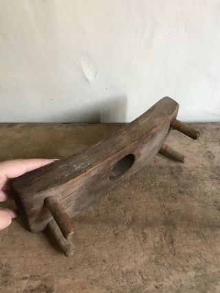 BEST Old Antique Handmade Wooden Corn Sheller Footed Bench Primitive AAFA 7