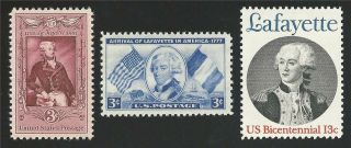 General Marquis De Lafayette South Carolina Revolutionary War Us Stamps Set