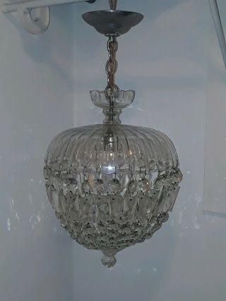 Wonderful Vintage Venetian Glass Prism Hanging Light Fixture Chandelier