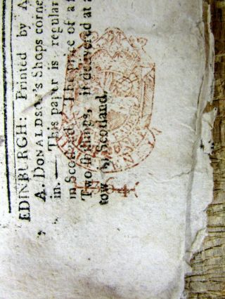 1773 British Newspaper W Red Tax Stamp From Year Ofthe Boston Tea Party