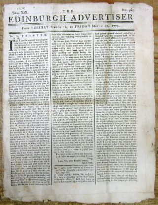 1773 British newspaper w RED TAX STAMP from year ofTHE BOSTON TEA PARTY 2