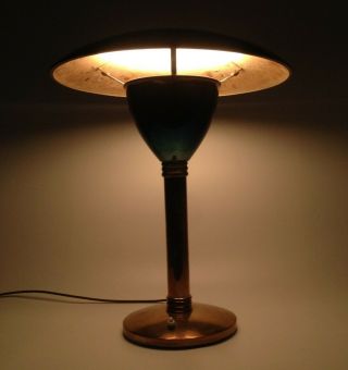 Fine Vintage French Art Deco Table Lamp - Genet Michon Large Brass Modernist Desk 12