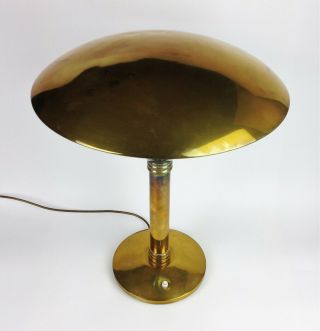 Fine Vintage French Art Deco Table Lamp - Genet Michon Large Brass Modernist Desk 3