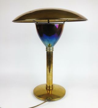 Fine Vintage French Art Deco Table Lamp - Genet Michon Large Brass Modernist Desk 8