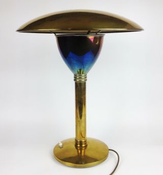 Fine Vintage French Art Deco Table Lamp - Genet Michon Large Brass Modernist Desk 9