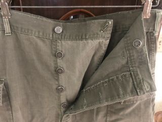 VTG WWII 13 Star Button HBT trousers cargo pants Herringbone Twill size 34 X 32 4