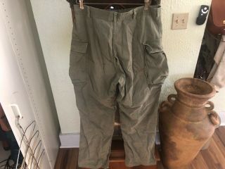 VTG WWII 13 Star Button HBT trousers cargo pants Herringbone Twill size 34 X 32 6