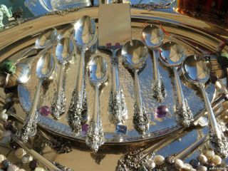 LARGE WALLACE GRAND BAROQUE STERLING SILVER FLATWARE OLD SET SERVERS HEAVY GREAT 5