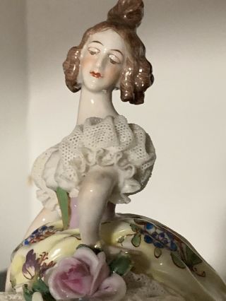 Rare Gorgeous Porcelain Dresden Lace Volkstedt Muller Lady Figurine Germany 4
