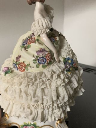 Rare Gorgeous Porcelain Dresden Lace Volkstedt Muller Lady Figurine Germany 6