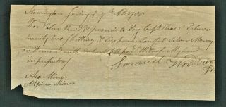 1788 Post Revolutionary War Receipt Captain Elias Palmer Stonington Connecticut