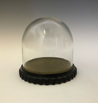 Vintage Glass Dome Pocket Watch,  Doll.  Display Case With Metal ? Base 4 " Tall