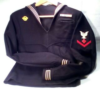 Ww Ii Us Navy Named Medic Cracker Jack Uniform Top Dark Wool Vintage