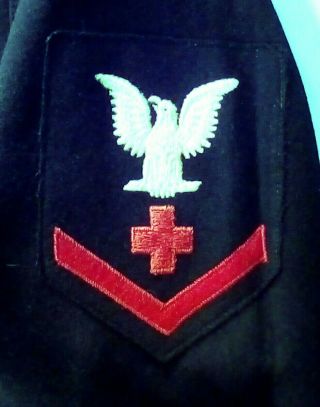 WW II US Navy Named Medic Cracker Jack Uniform Top Dark Wool Vintage 3