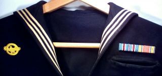 WW II US Navy Named Medic Cracker Jack Uniform Top Dark Wool Vintage 7