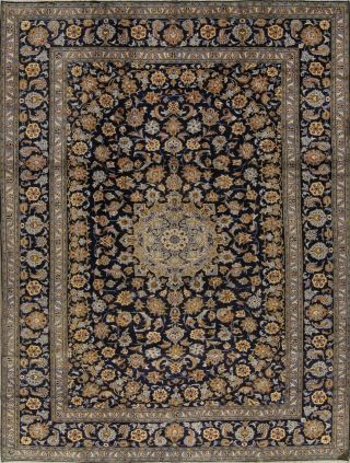 One - Of - A - Kind Navy Blue Floral Persian Oriental Hand - Knotted 8x11 Wool Area Rug