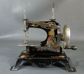 1920 Antique German Casige Child ' s Sewing Machine Tin Toy Snow Whites & 7 Dwarfs 2