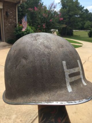 Ww2 Fixed Loop M - 1 Helmet Shell With Unknown Marking.