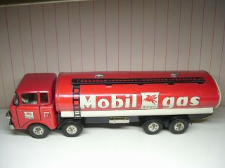HUGE 16” long Japan tin friction Mobil Gas Tanker Truck EXC, 3