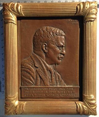 James Earle Fraser Bass Relief Of Theodore Roosevelt Portrait 1920 Memorial