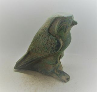 Extremely Rare Ancient Egyptian Bronze Statuette Horus As A Falcon 1000bce